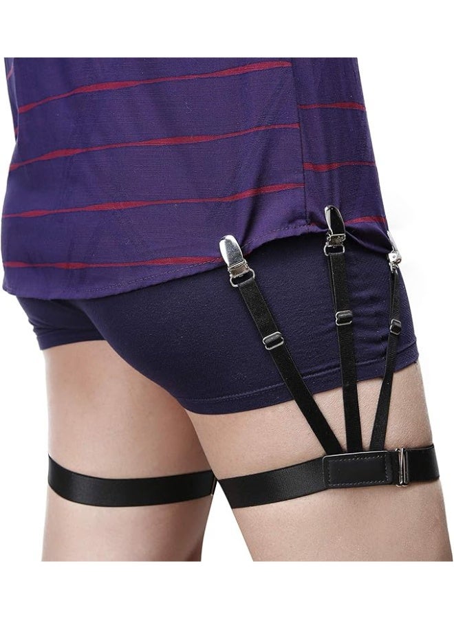 Men's shirt fastener strap, upgraded adjustable version with anti-slip clips, the ideal shirt fastener for professionals (black). - Image 2